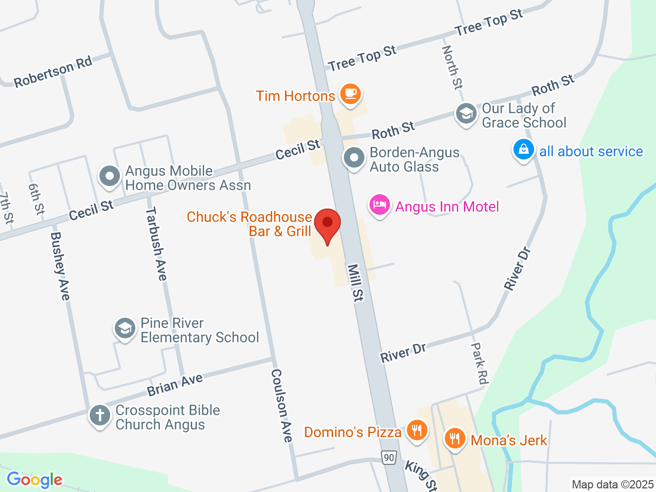 Street map for The Den Cannabis Store, 173 Mill St., Unit 1, Angus ON