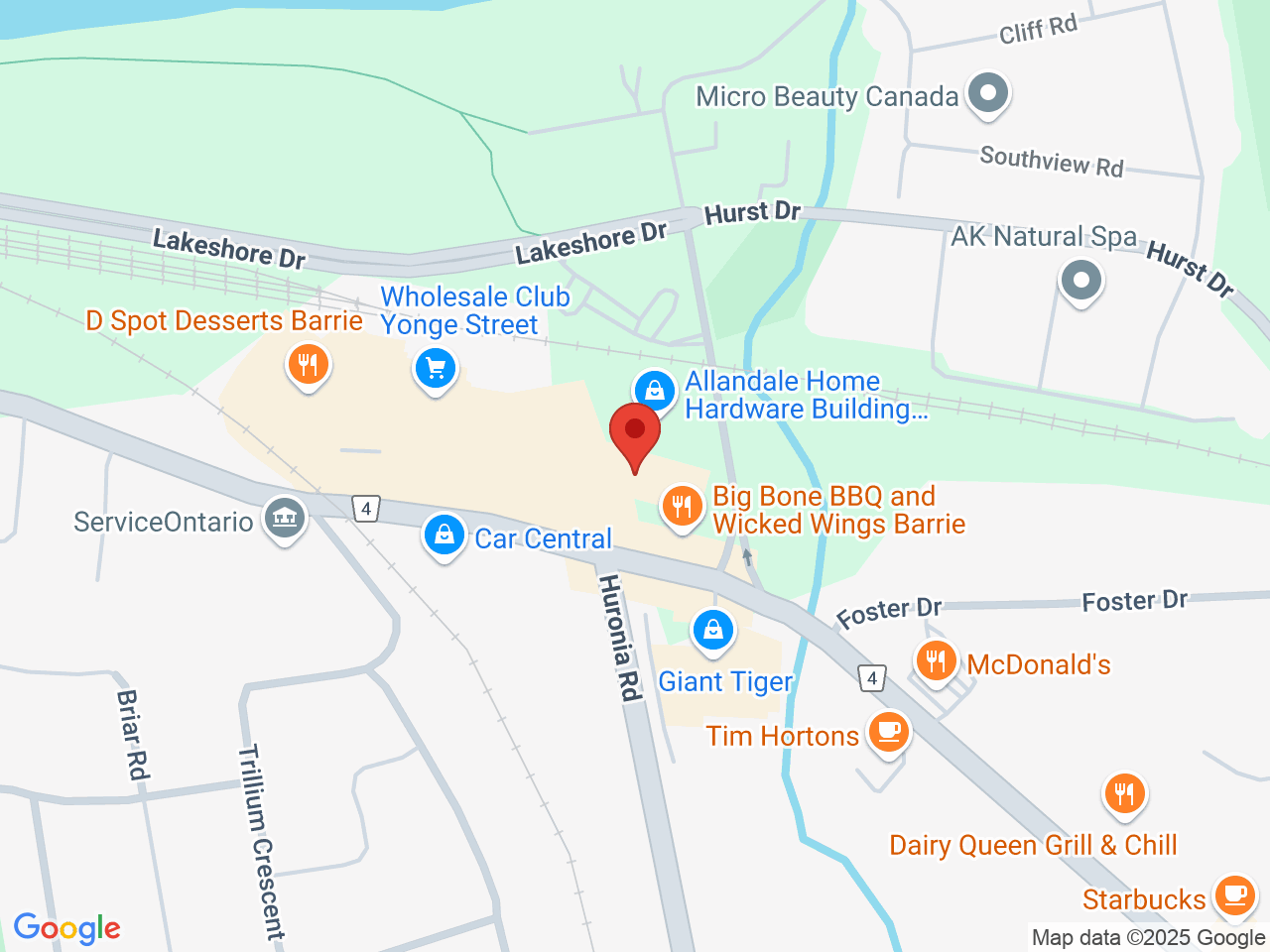 Street map for The Den Cannabis Store, 190 Minets Point, Unit 4, Barrie ON