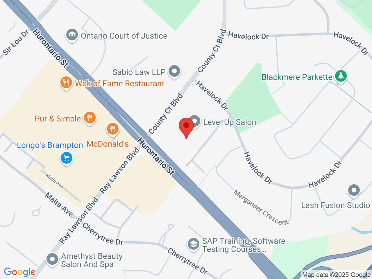 Street map for The Green Hex Cannabis Co, 200 County Court Blvd., Suite A2, Brampton ON