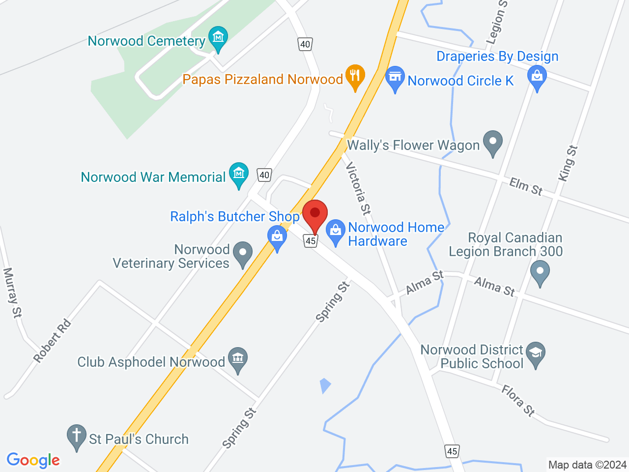 Street map for SparQ Retail, 2367 County Road 45, Norwood ON