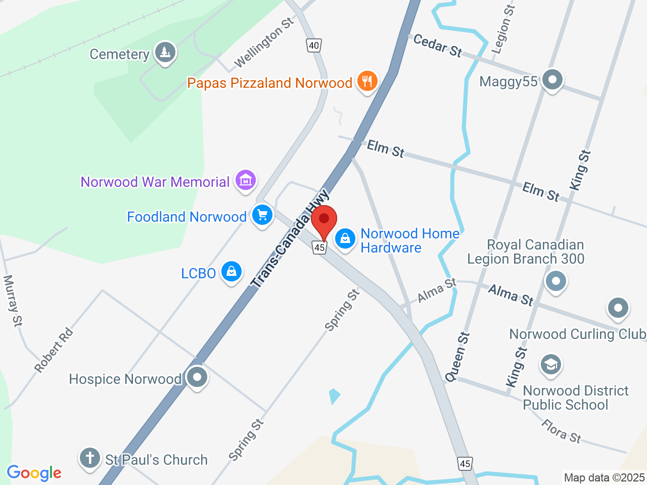 Street map for SparQ Retail, 2367 County Road 45, Norwood ON