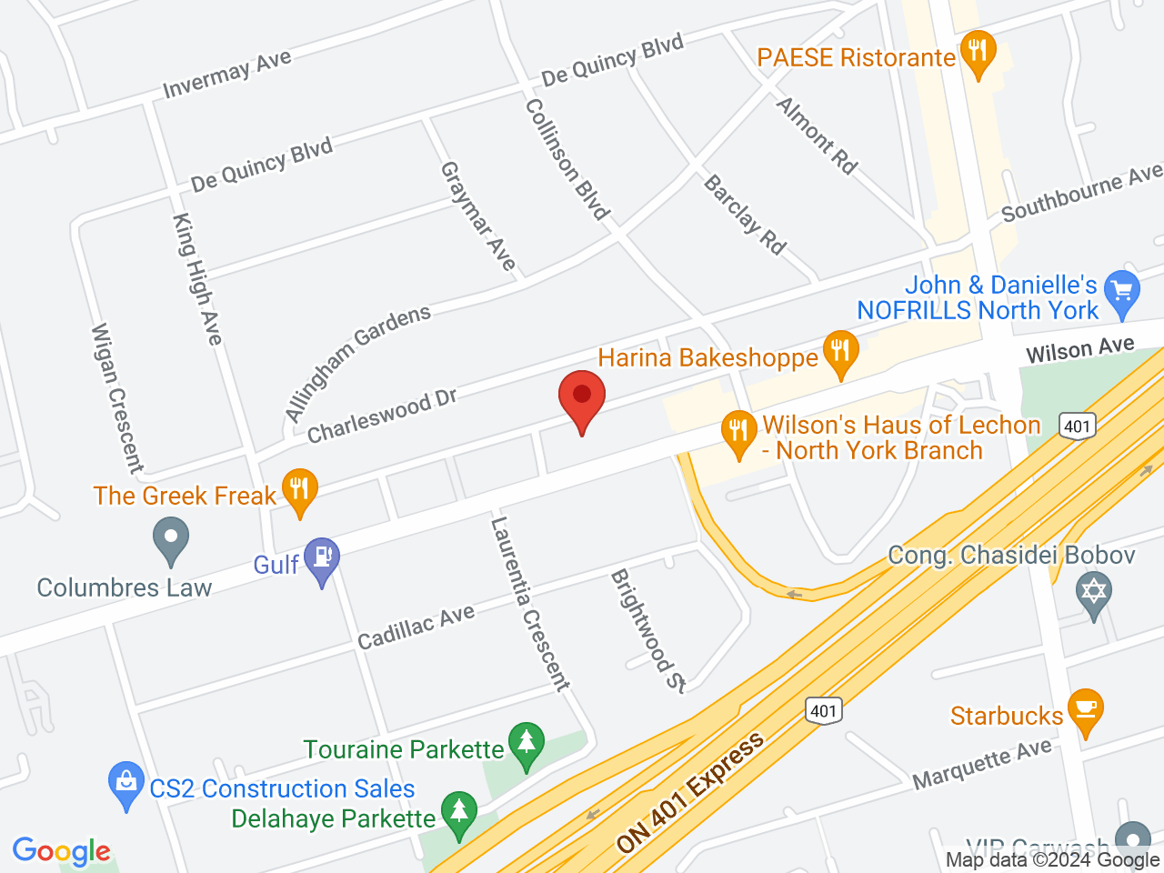 Street map for BudBar Express, 380 Wilson Ave, North York ON