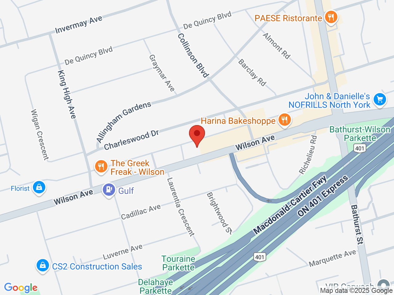 Street map for BudBar Express, 380 Wilson Ave, North York ON