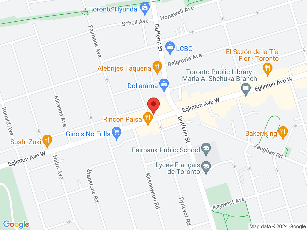 Street map for The Pot Spot, 1860B Eglinton Ave W, Toronto ON