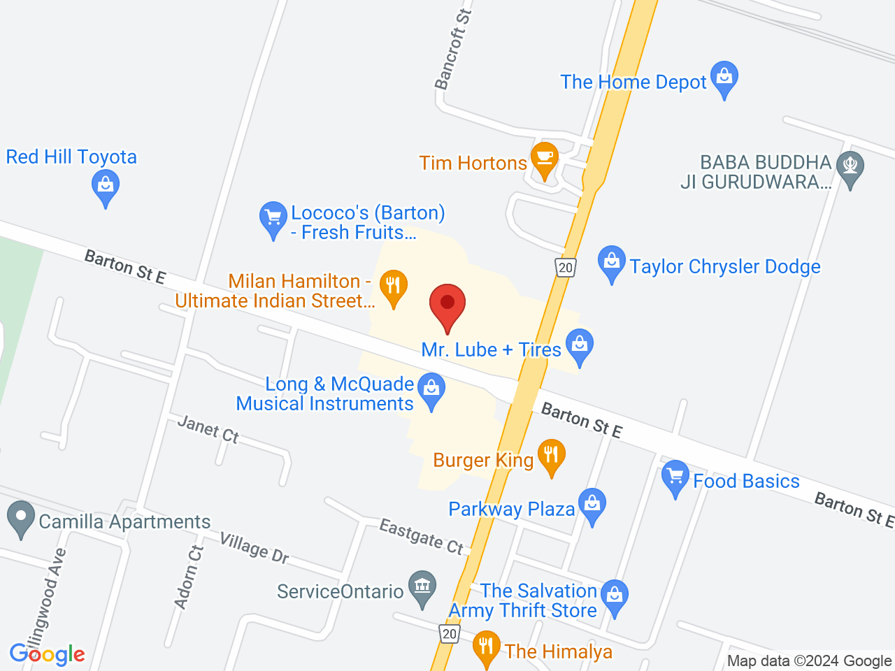 Street map for TOKE Cannabis, 247 Centennial Pky N, Unit 2, Hamilton ON