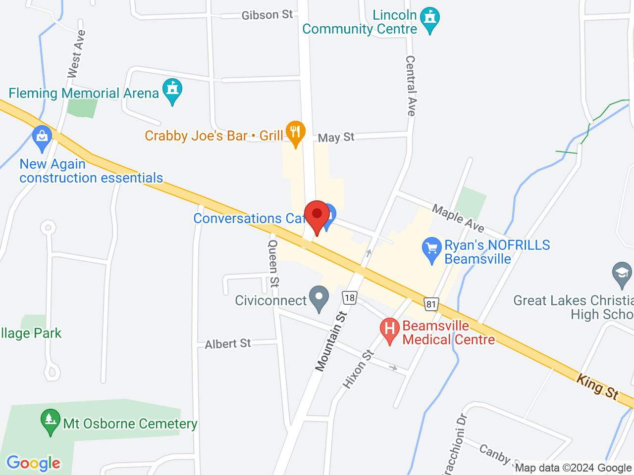 Street map for TOKE Cannabis, 4999 King St., Beamsville ON