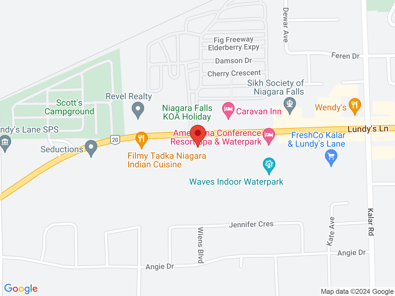 Street map for TOKE Cannabis, 8568 Lundy's Lane, Niagara Falls ON