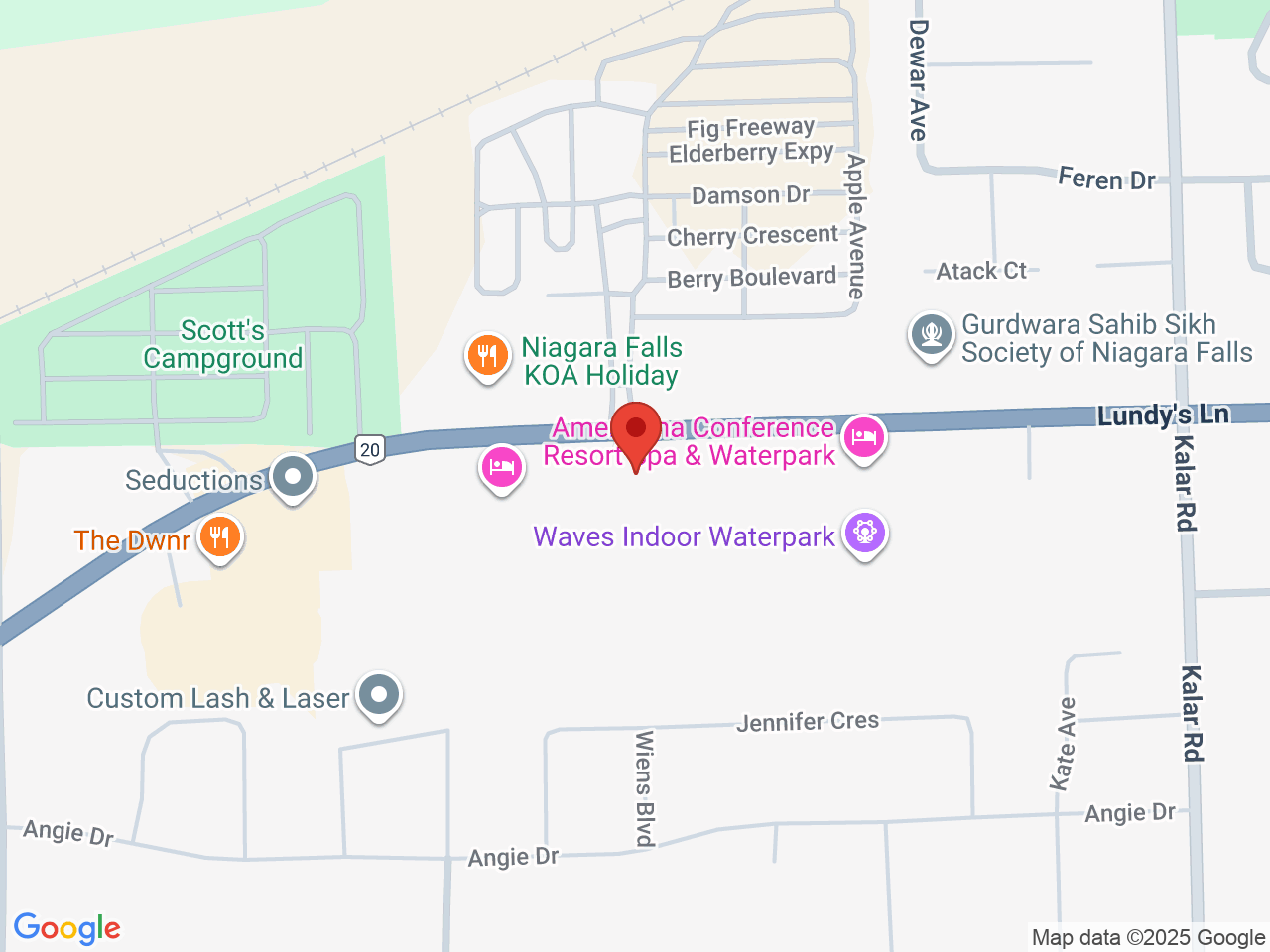 Street map for TOKE Cannabis, 8568 Lundy's Lane, Niagara Falls ON