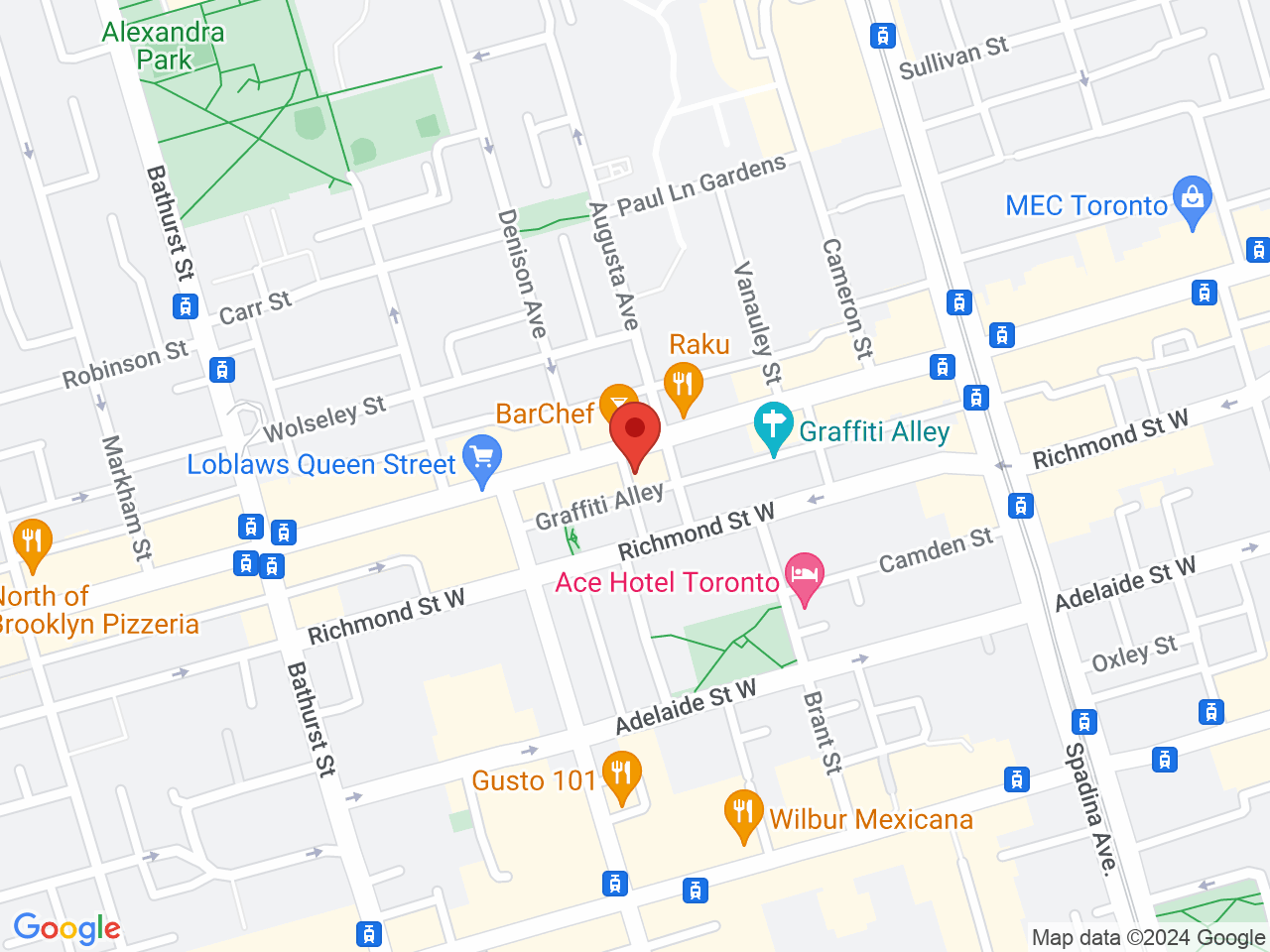 Street map for Tokyo Smoke, 545 Queen St W, Toronto ON