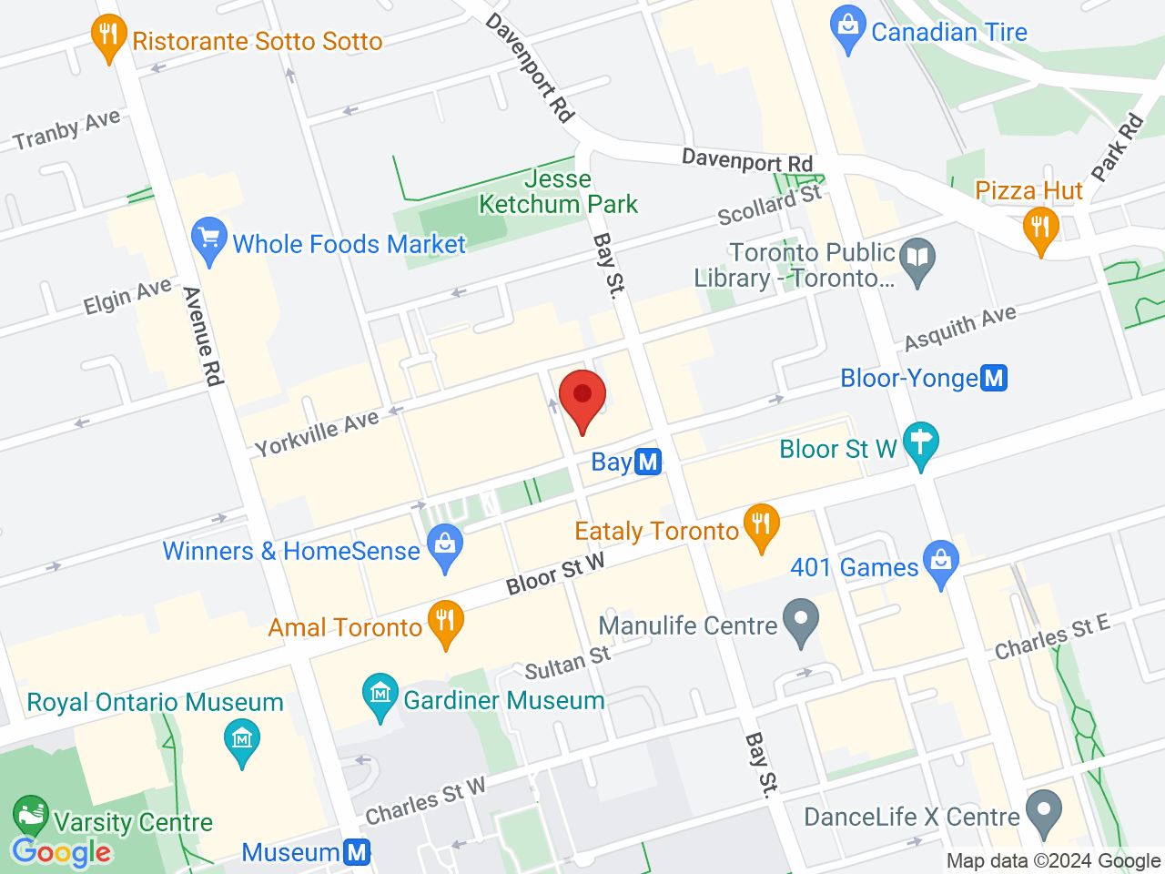 Street map for Tokyo Smoke Yorkville, 94 Cumberland St, Toronto ON