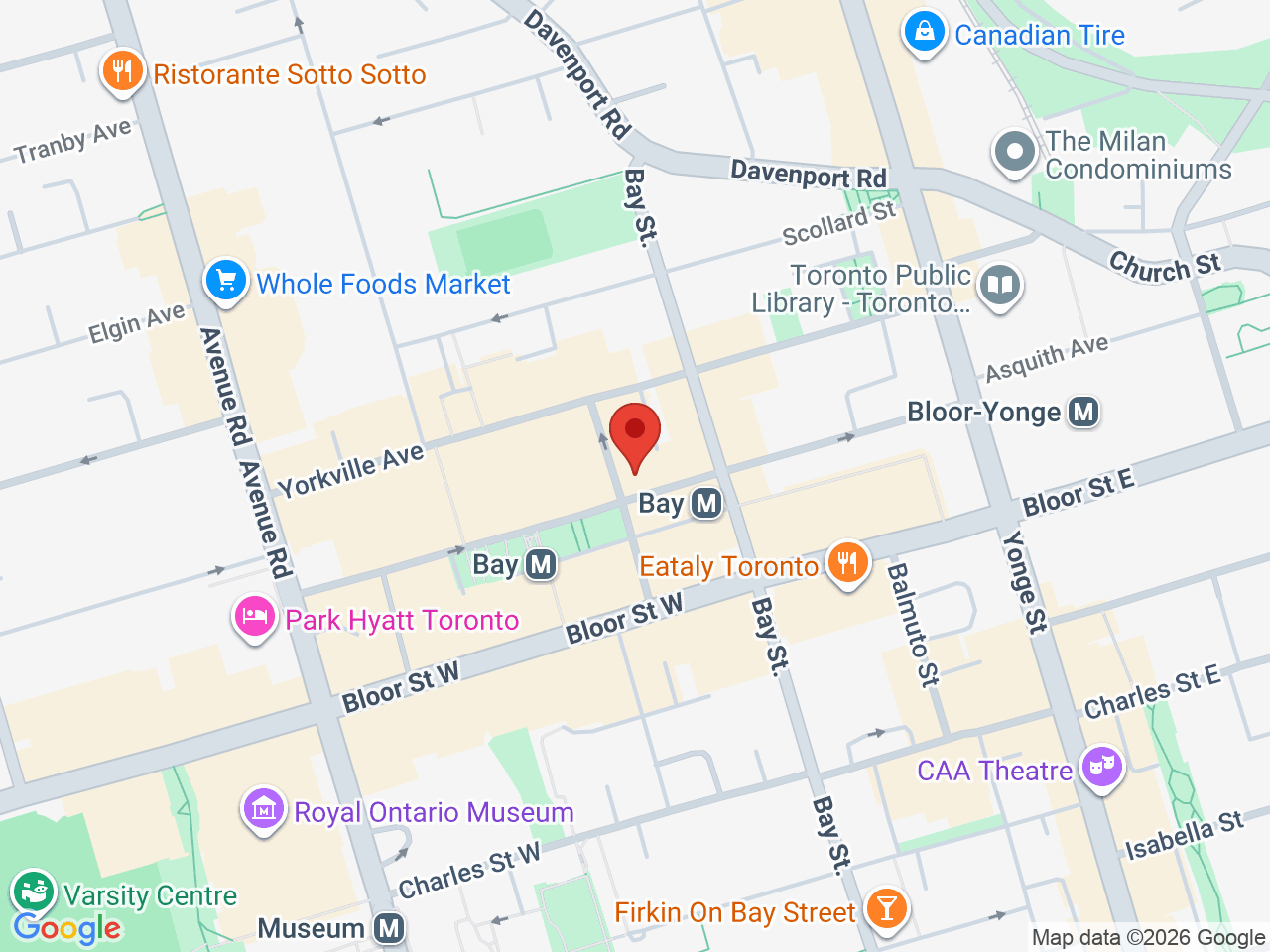 Street map for Tokyo Smoke Yorkville, 94 Cumberland St, Toronto ON