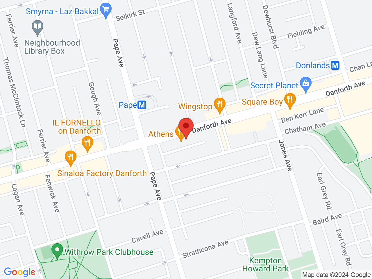 Street map for Tokyo Smoke, 715 Danforth Ave, Toronto ON