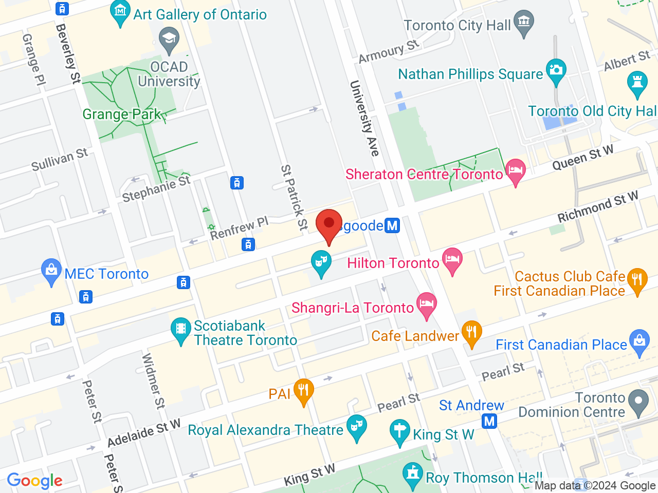 Street map for Toronto Cannabis Authority, 229 Queen St W, Toronto ON