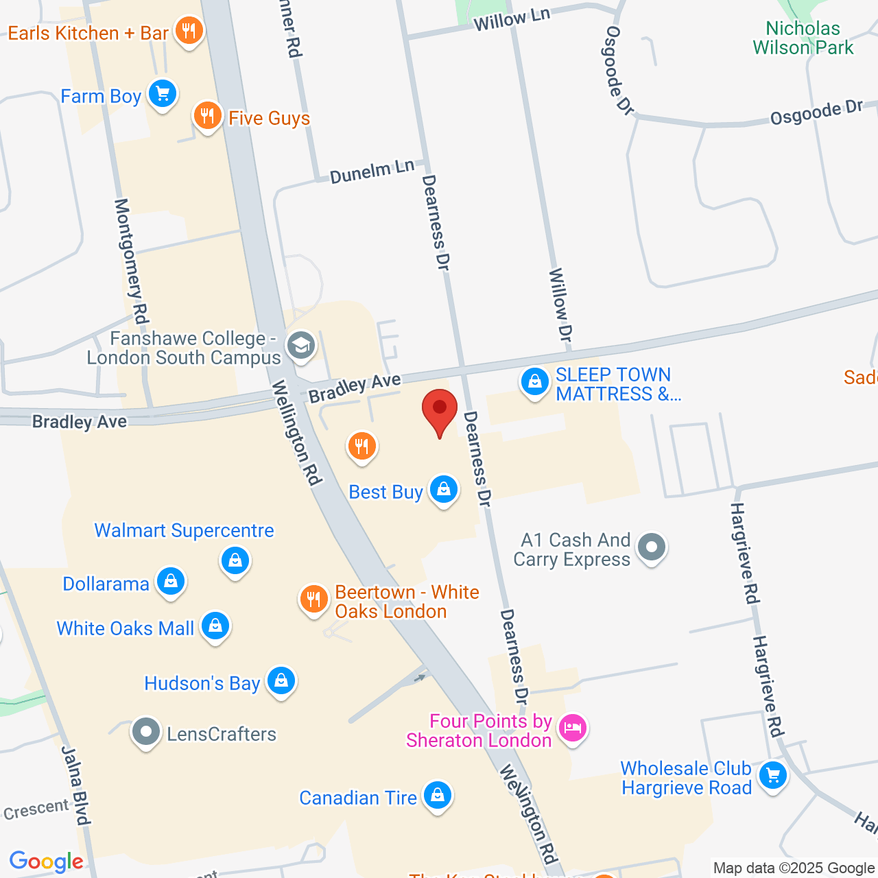 Street map for TreeTops Cannabis Co., 1070 Wellington Rd., Unit 17, London ON