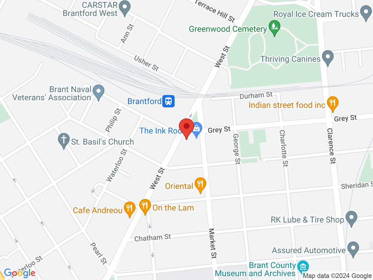 Street map for True North Cannabis Co., 153 West St, Brantford ON