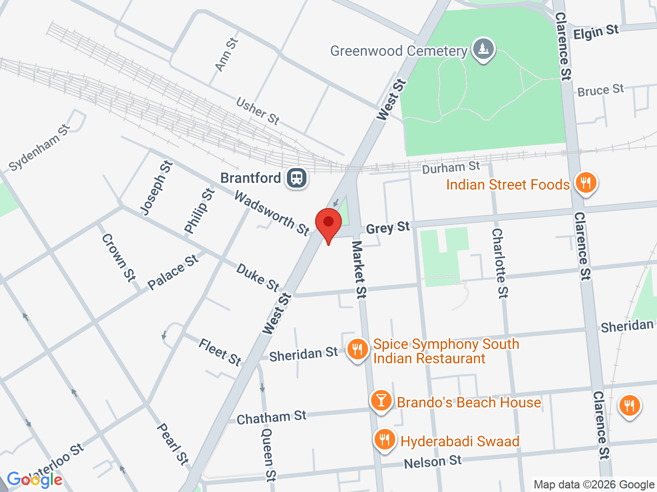 Street map for True North Cannabis Co., 153 West St, Brantford ON