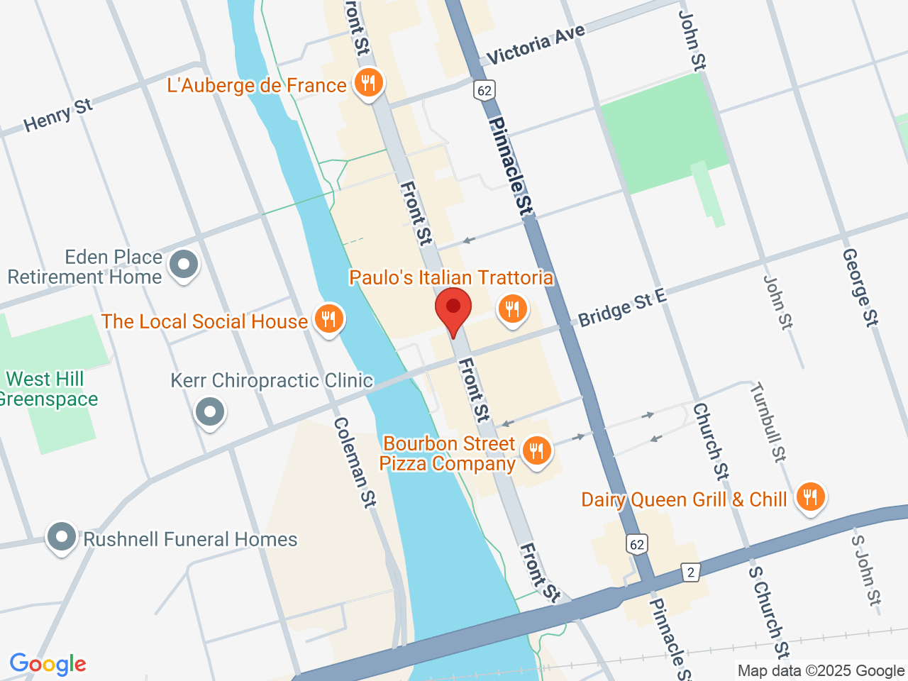 Street map for True North Cannabis Co., 20 Bridge St E, Belleville ON