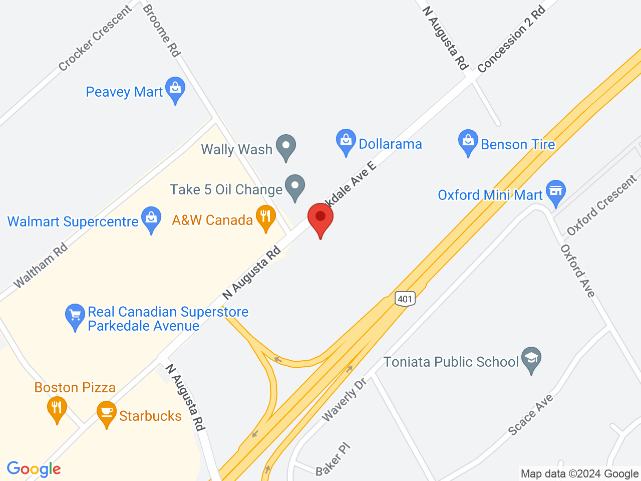 Street map for True North Cannabis Co., 2107 Parkedale Ave E, Brockville ON
