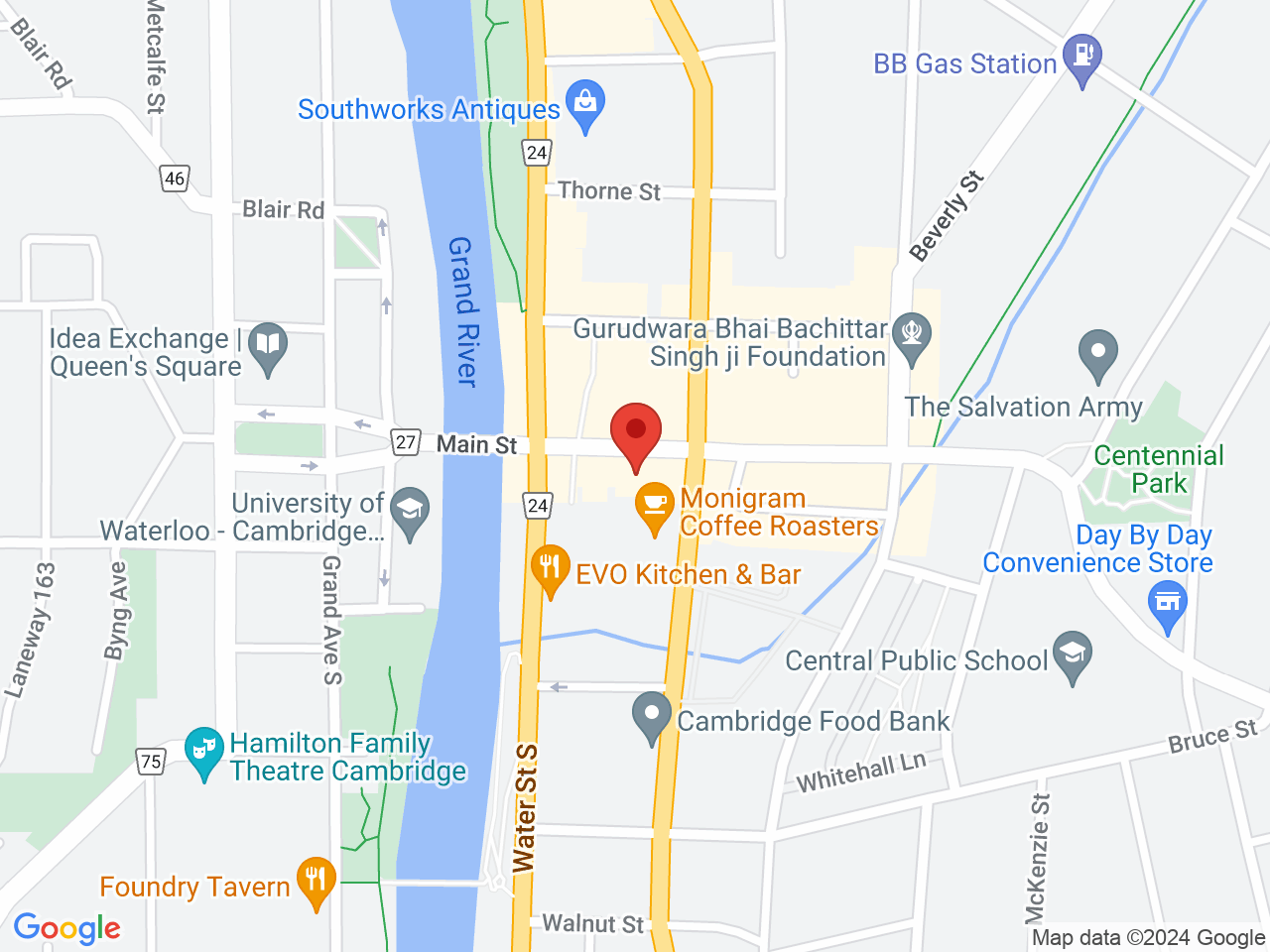 Street map for True North Cannabis Co., 51 Main St, Cambridge ON