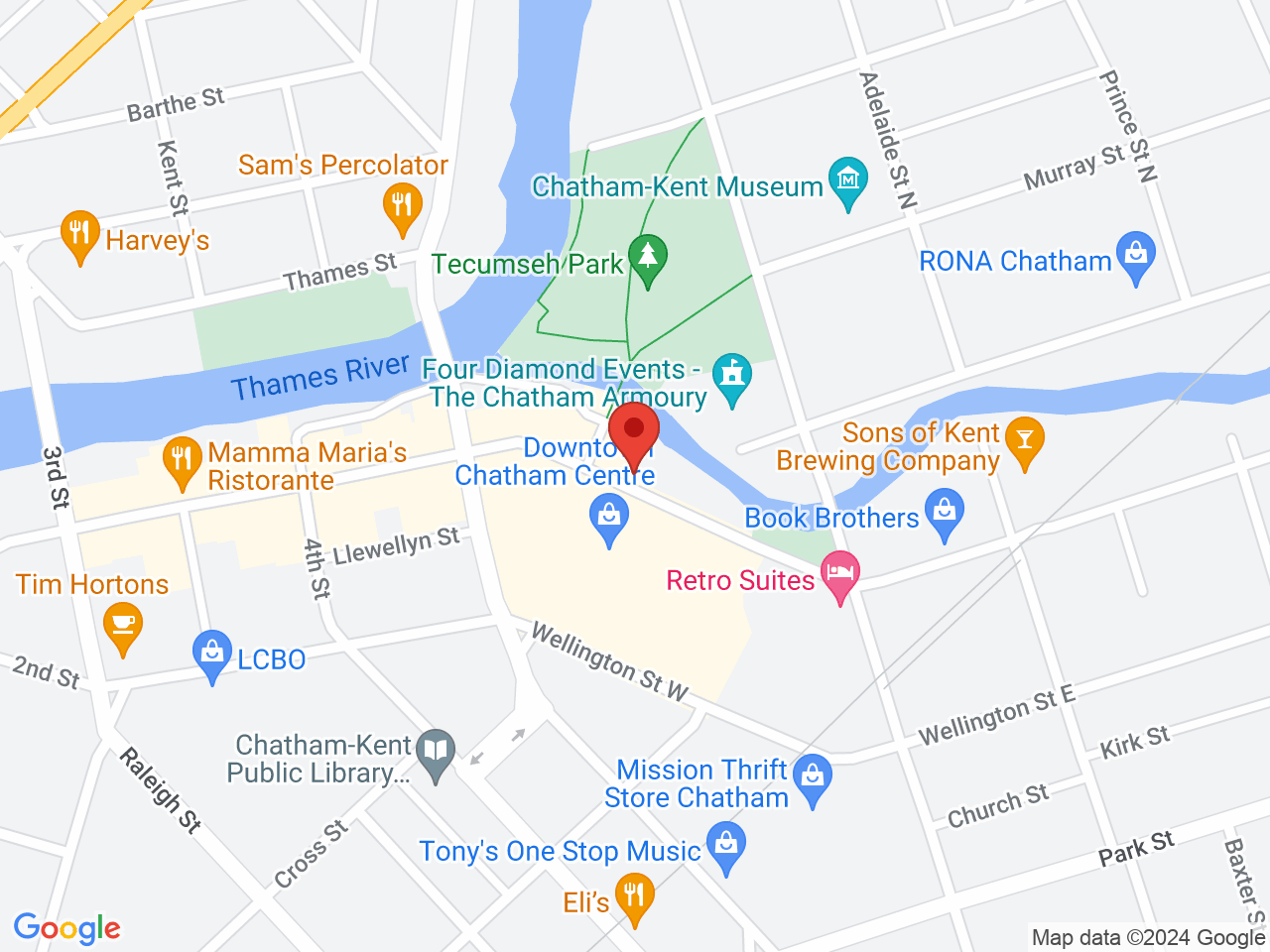 Street map for True North Cannabis Co., 85 King St W, Chatham-Kent ON