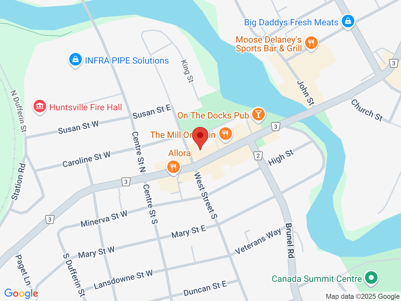 Street map for True North Cannabis Co., 30 Main St E, Huntsville ON