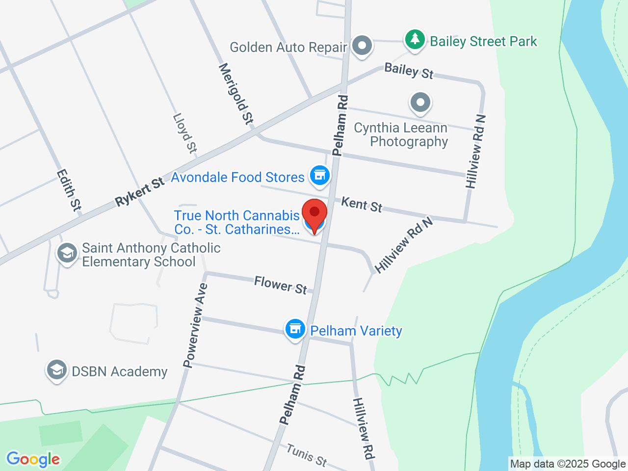 Street map for True North Cannabis Co., 92 Pelham Rd, St Catharines ON