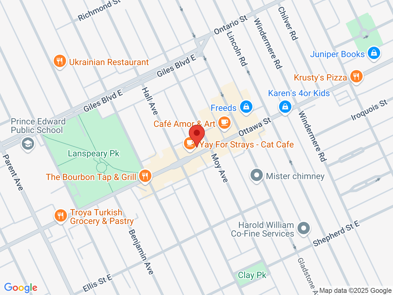 Street map for True North Cannabis Co., 1368 Ottawa St, Windsor ON