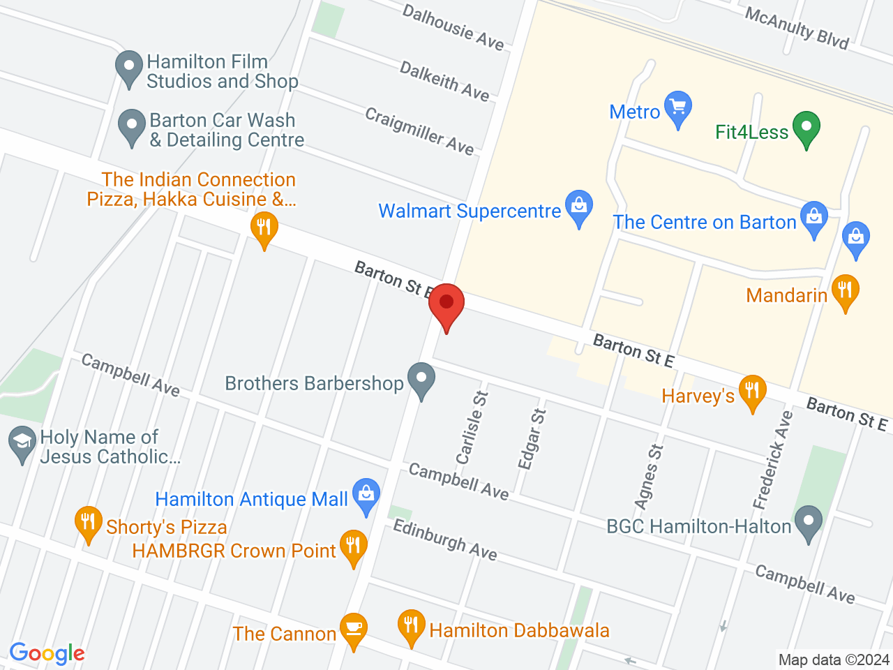 Street map for True North Cannabis Co., 326 Ottawa St N, Hamilton ON