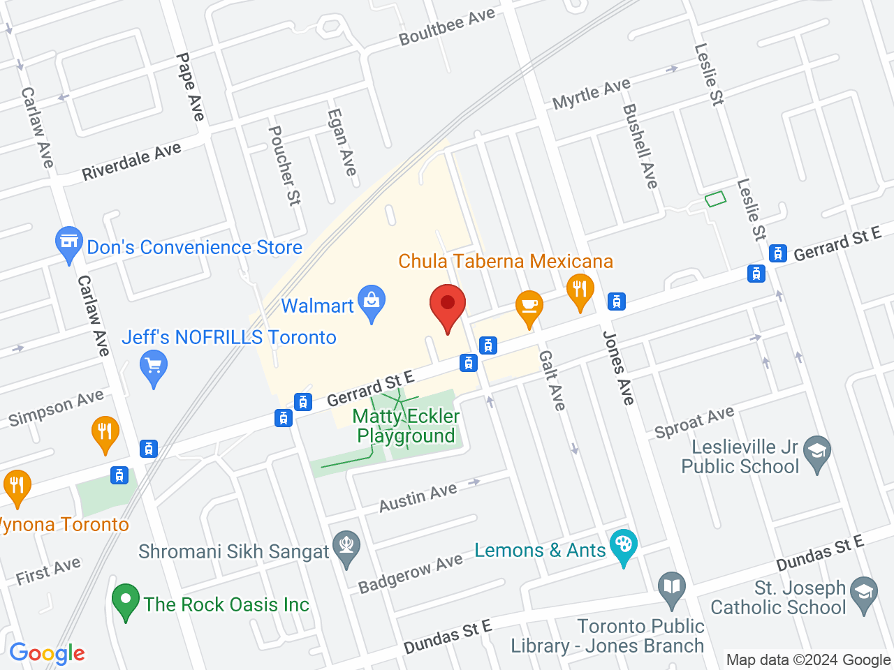 Street map for Two Cats Cannabis Co., 1014 Gerrard St E, Toronto ON