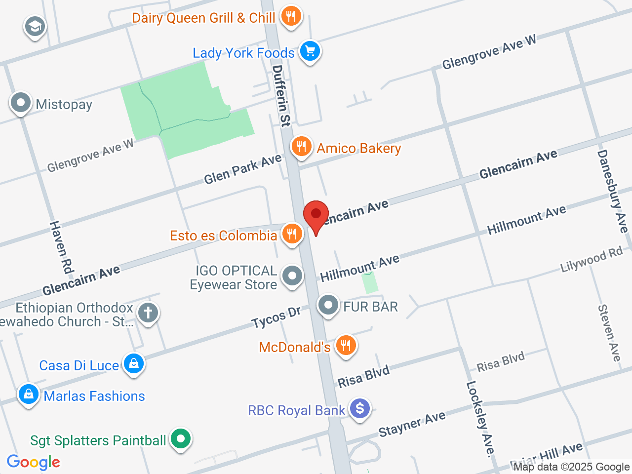 Street map for V&D Cannabis, 2851 Dufferin St, North York ON