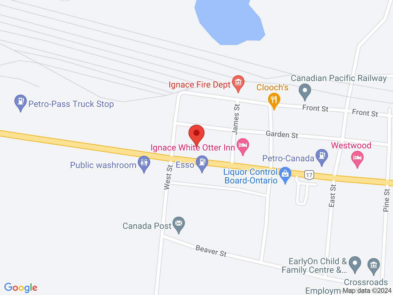 Street map for Toke House, 105 Main St, Ignace ON