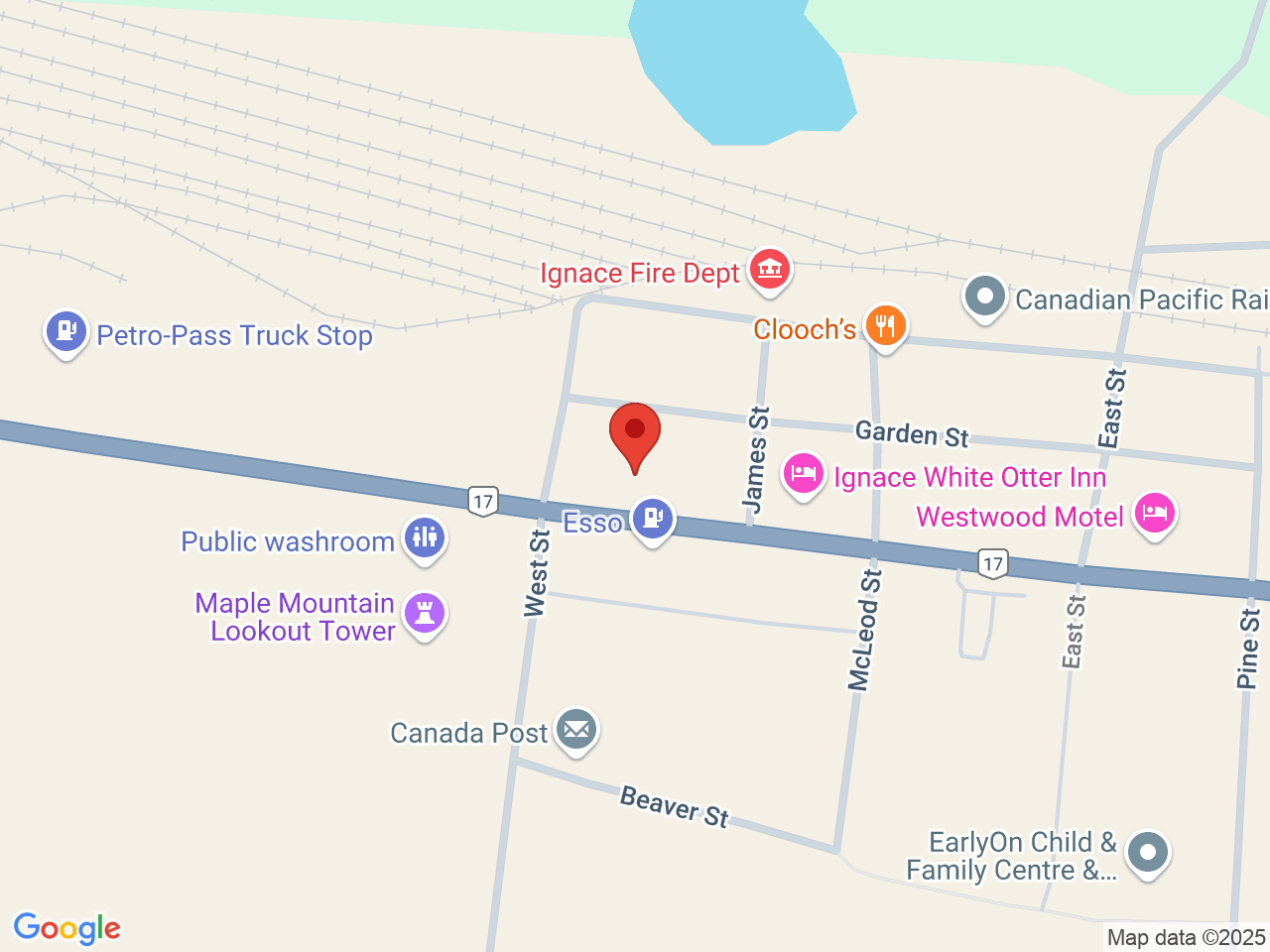 Street map for Toke House, 105 Main St, Ignace ON