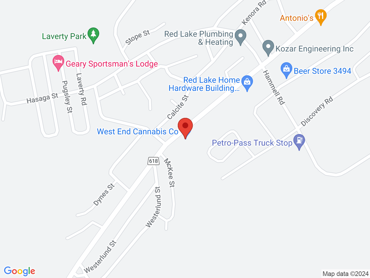 Street map for West End Cannabis Co., 260 Howey St, Red Lake ON