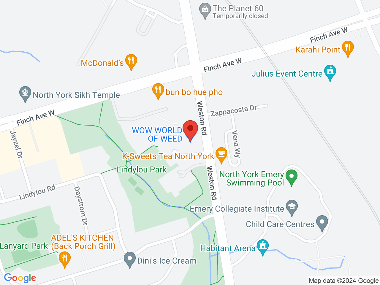Street map for WOW World of Weed, 3412 Weston Road, North York ON