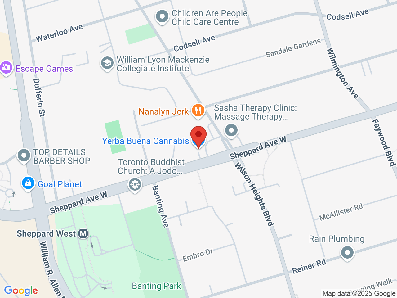 Street map for Yerba Buena Cannabis, 910 Sheppard Ave W, North York ON