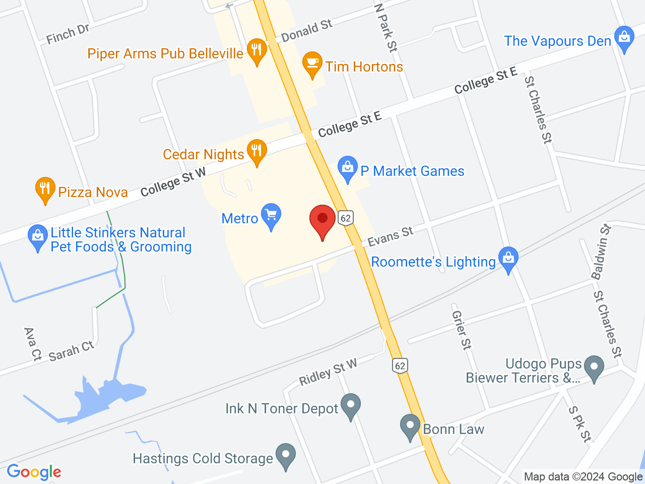 Street map for Yield Cannabis Co., 110 N Front St, Belleville ON