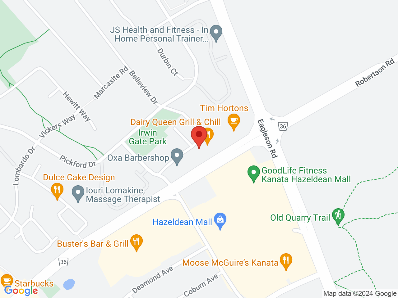 Street map for Zephyr Cannabis, 415C Hazeldean Rd, Kanata ON