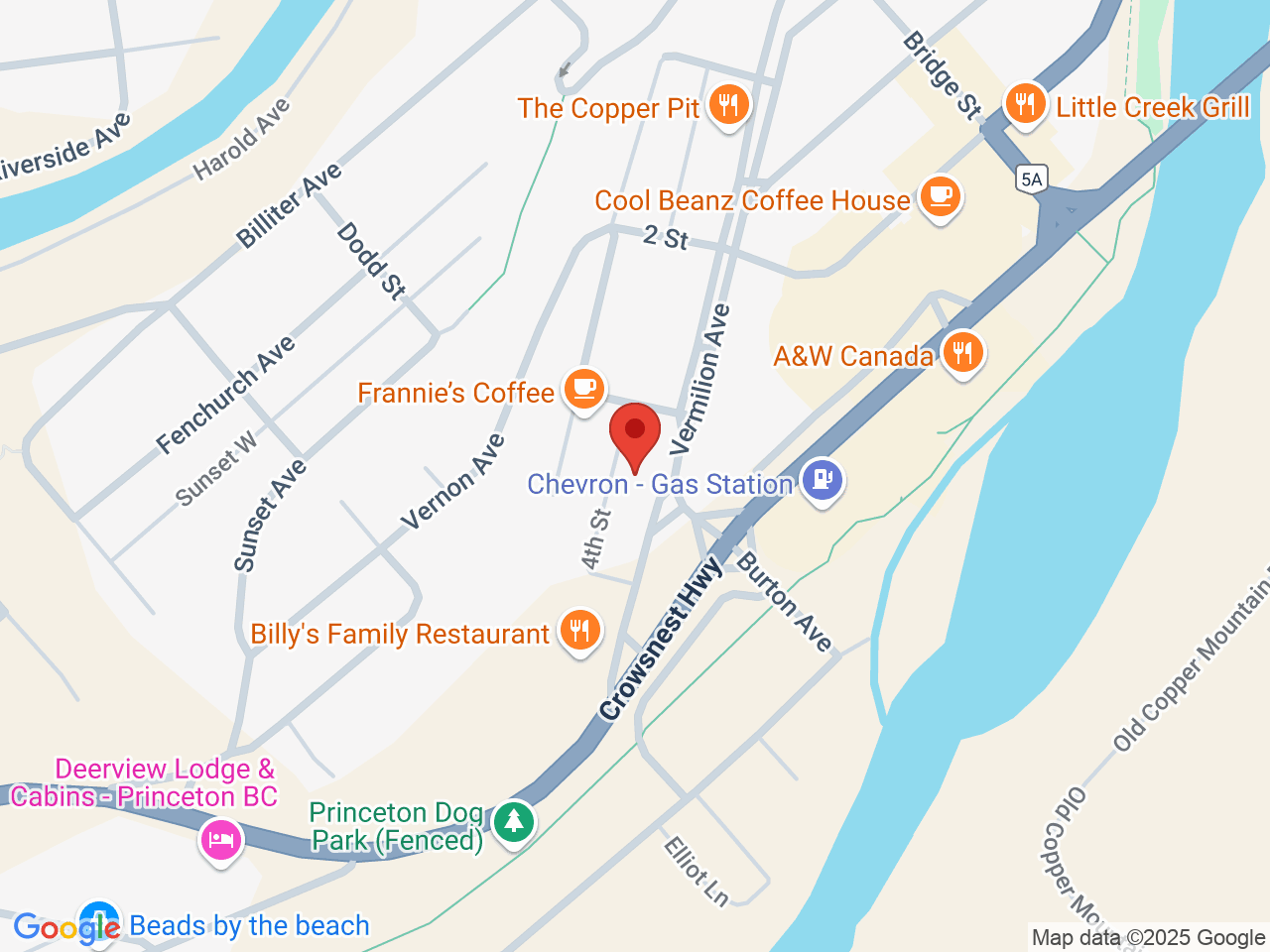 Street map for Atheneum Cannabis, 255 Vermilion Ave, Princeton BC