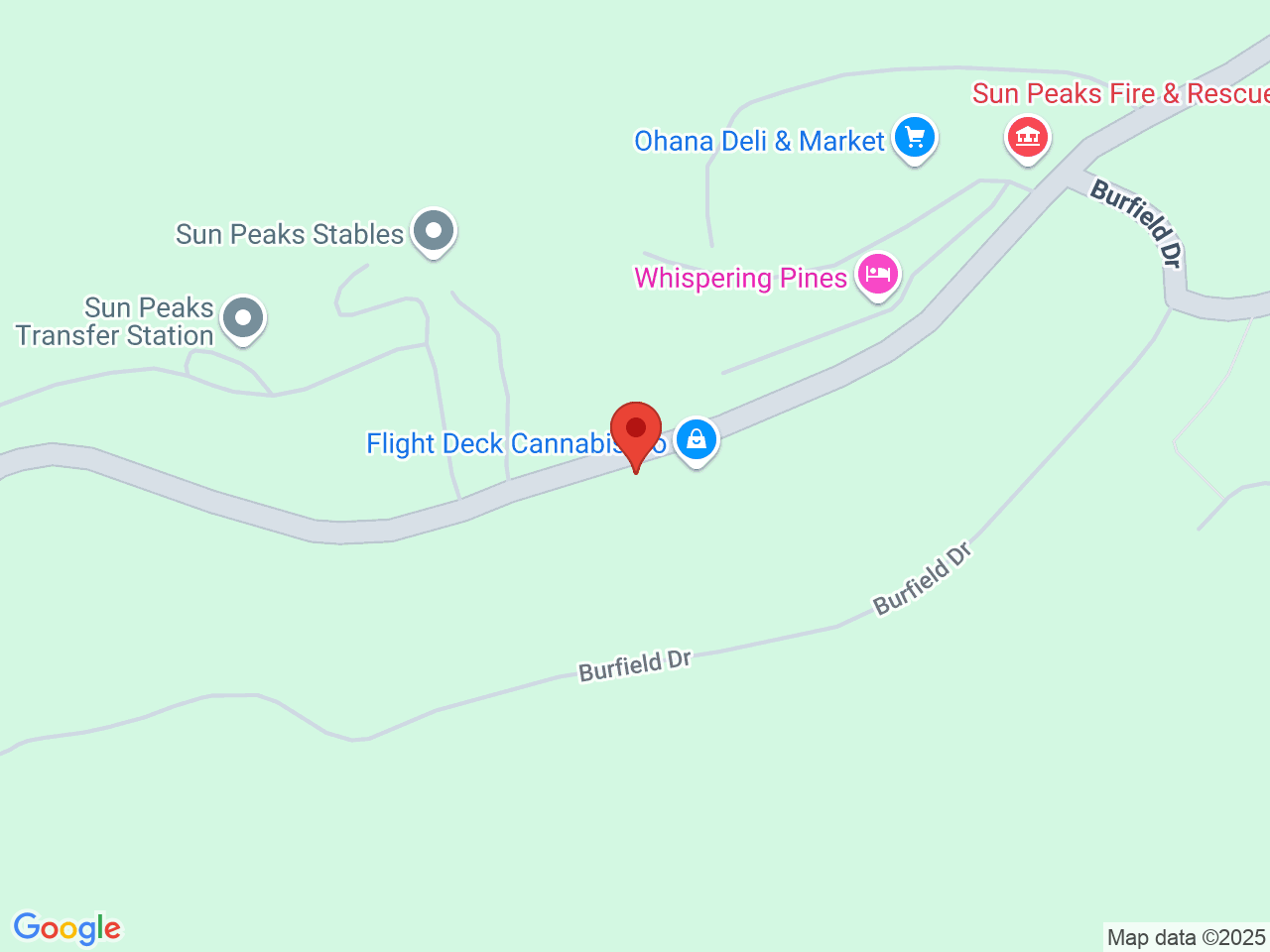 Street map for Flight Deck Cannabis Co., 1160 Sun Peaks Rd, Sun Peaks BC