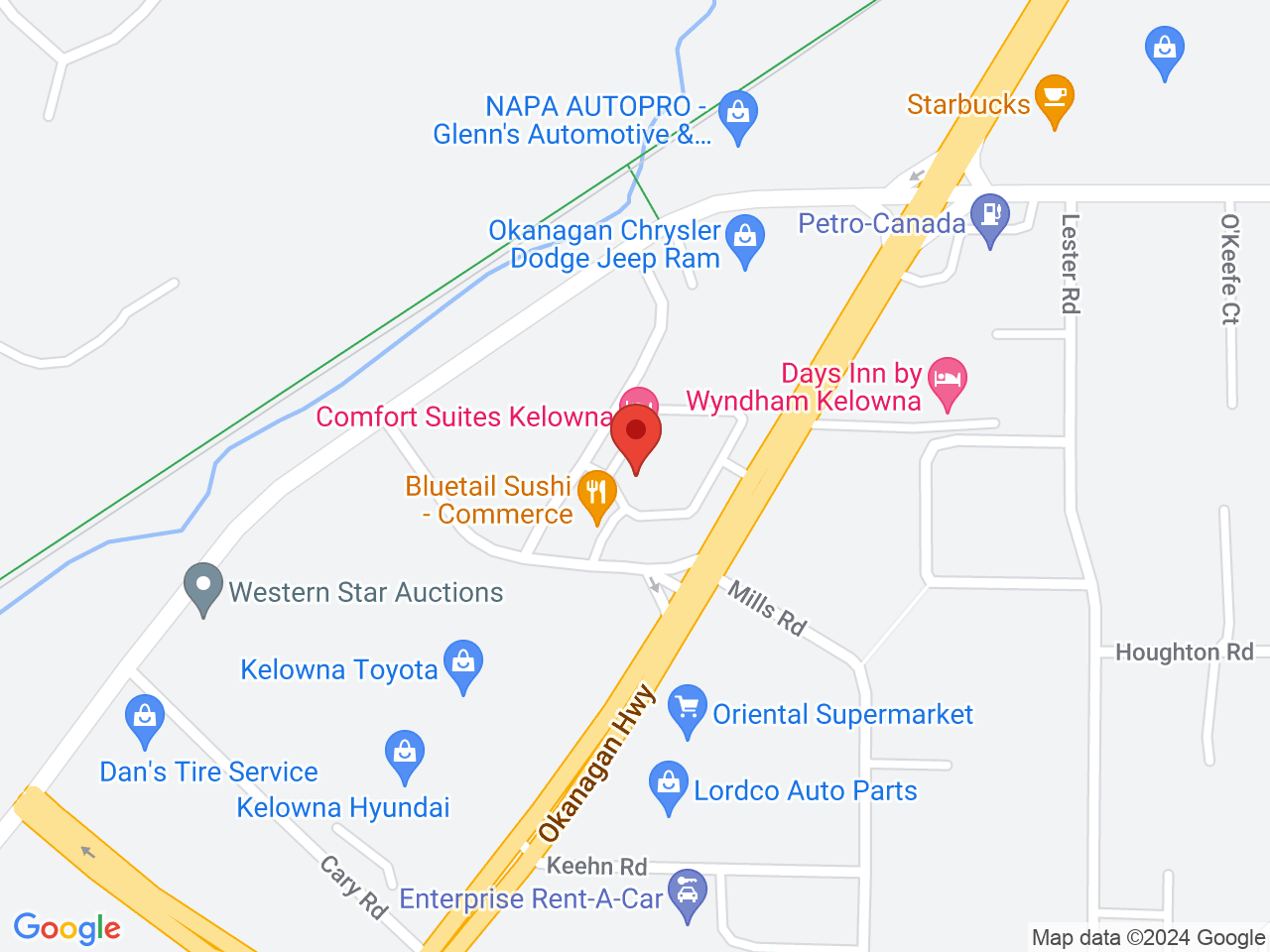 Street map for Greenery Cannabis Boutique, 1677 Commerce Ave. Unit 113, Kelowna BC
