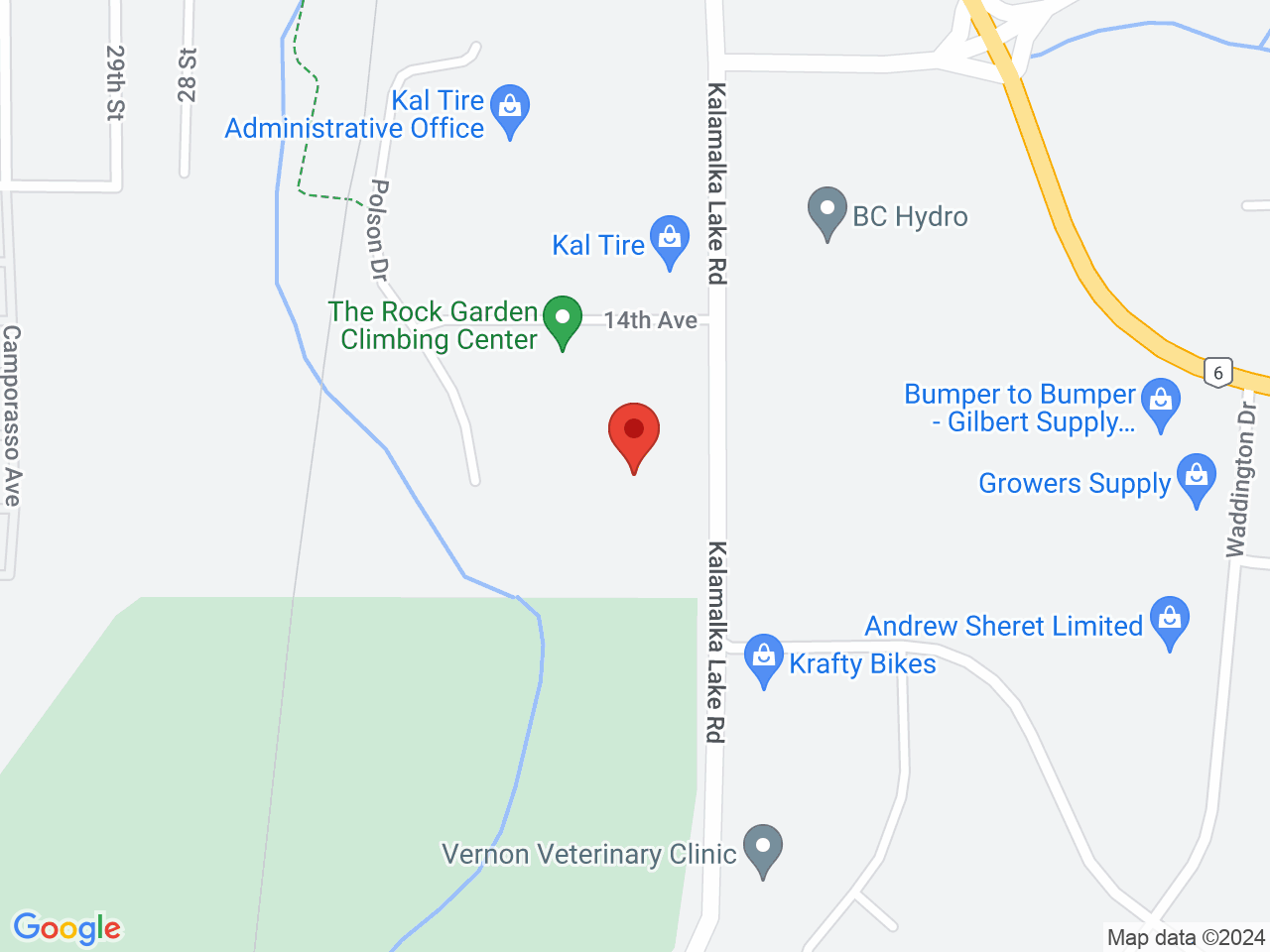 Street map for Kalamalka Cannabis, 2-1220 Kalamalka Lake Rd, Vernon BC
