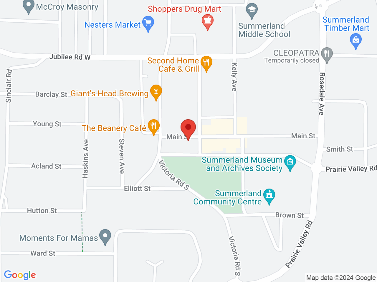 Street map for PH Cannabis Co., 10105 Main St., Summerland BC