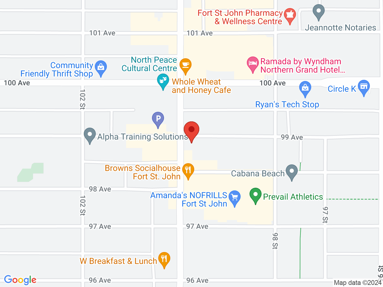 Street map for Ruderalis Cannabis Co., 9823 100 St, Fort St John BC