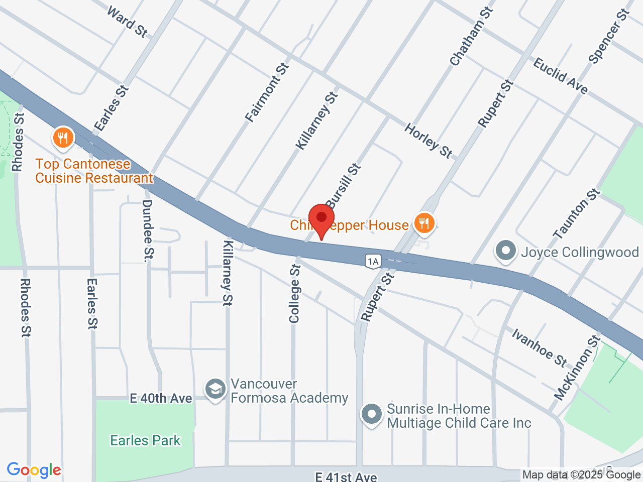 Street map for Sunrise Cannabis, 2943 Kingsway, Vancouver BC