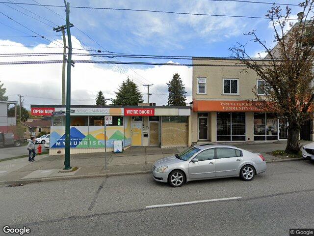 Street view for Sunrise Cannabis, 2943 Kingsway, Vancouver BC