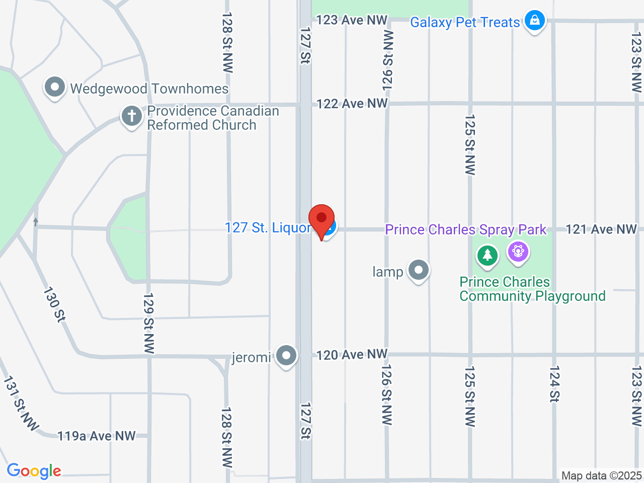 Street map for 127 St Cannabis Queen, 12621 121 Avenue NW, Edmonton AB