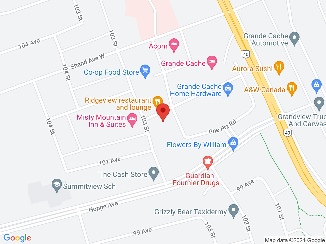 Street map for Budd Hutt, 1800 Pine Plaza, Grande Cache AB