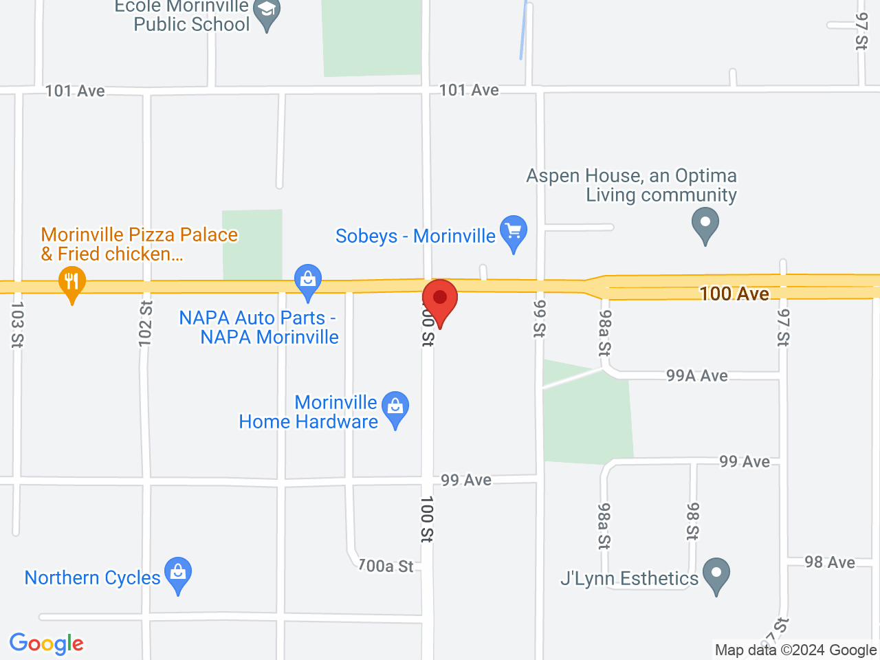 Street map for Budd Hutt, 9923 100 St, Morinville AB