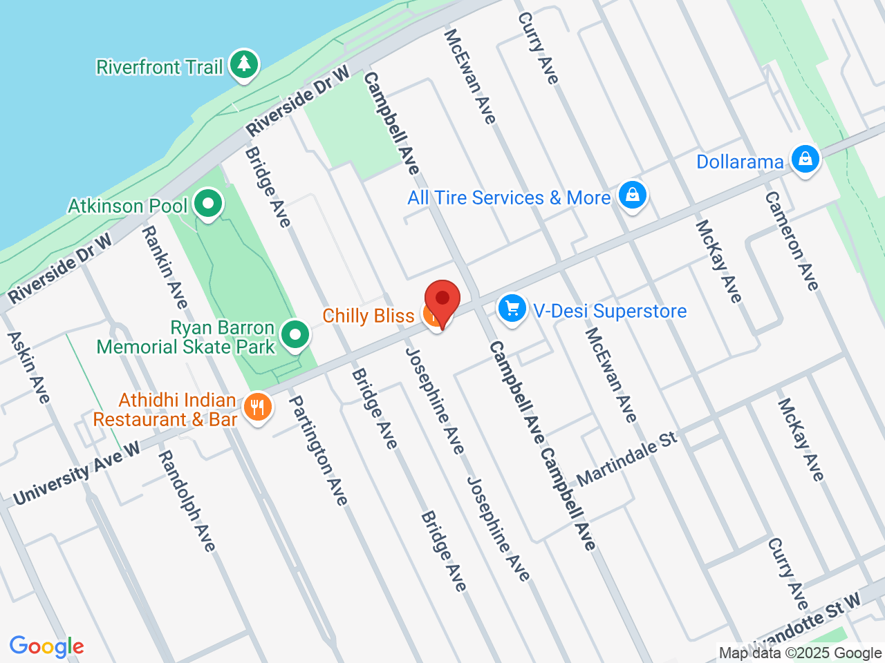 Street map for Endless Heights Cannabis Shop, 1747 University Ave W, Windsor ON