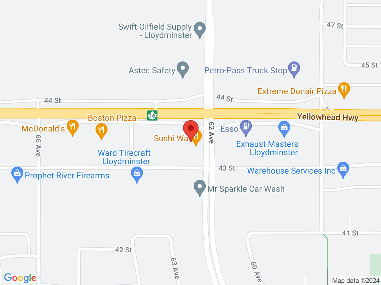 Street map for Cannabis Factory, 6207 44 Street, Lloydminster AB